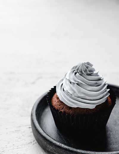 Monochrome silver cupcake
