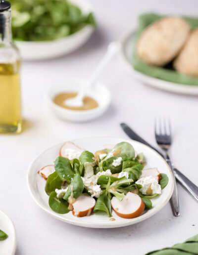 Green salad in a light and airy setting