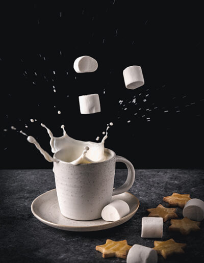 Milk splash with marshmallows