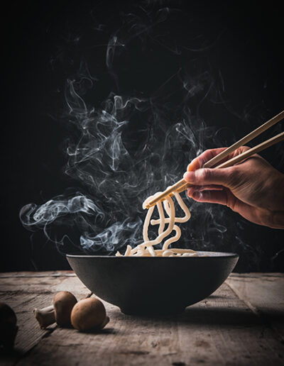 Noodles with steam